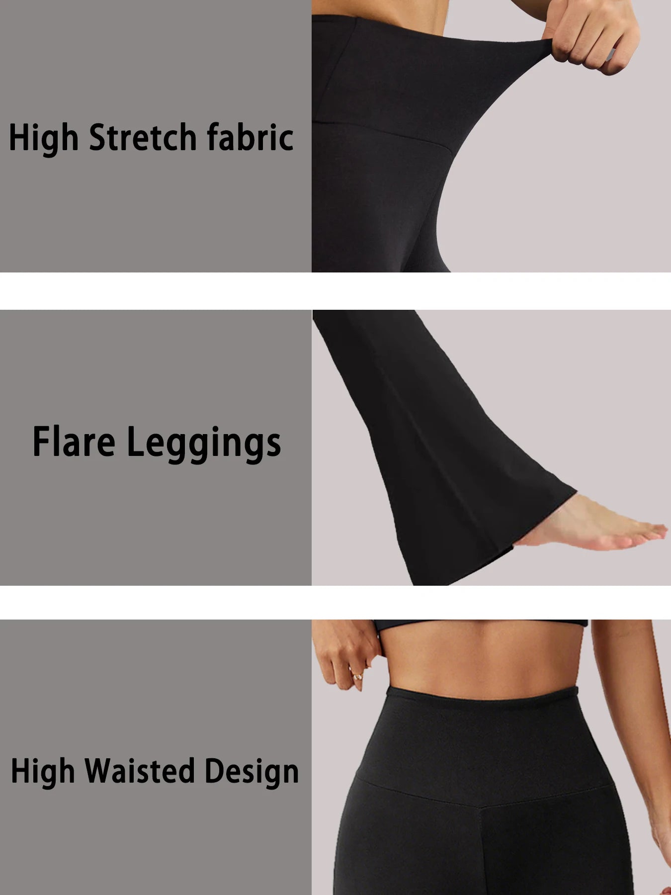 2 pack Ladies high-rise flared yoga trousers with leg bottom. Perfect for yoga or casual.